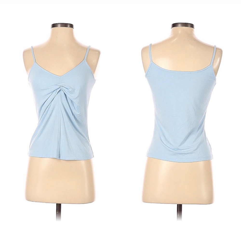 😊4/$20 Yansi Fugel Baby Blue Plunge Twist Front Spaghetti Strap Tank Top S